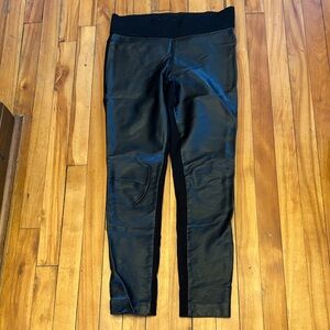 CLUB MONACO Black High-Rise Ponte Leggings One Side Faux Leather - Size 6